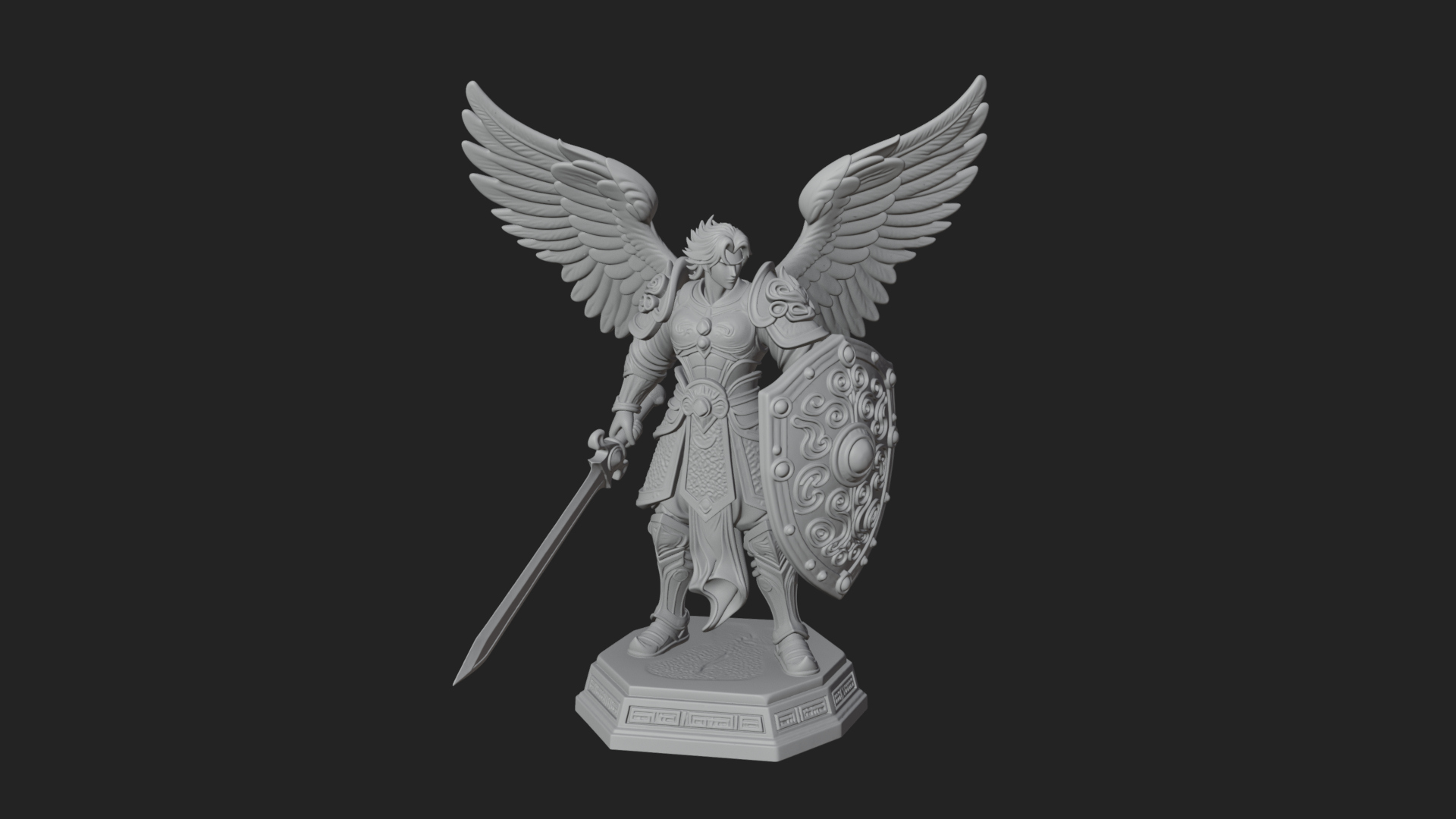 Archangel Michael Warrior Statue Design 40 3D Print Model 3D Model