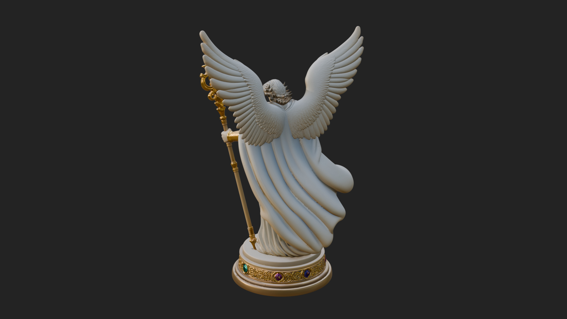 Archangel With Crosier Staff Statue Design 5 3D Print Model 3D Model