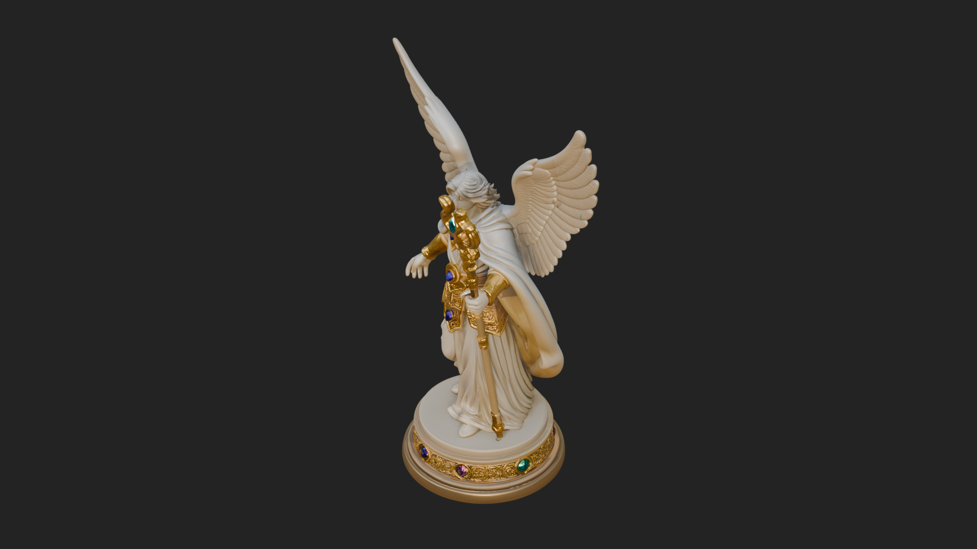 Archangel With Crosier Staff Statue Design 5 3D Print Model 3D Model