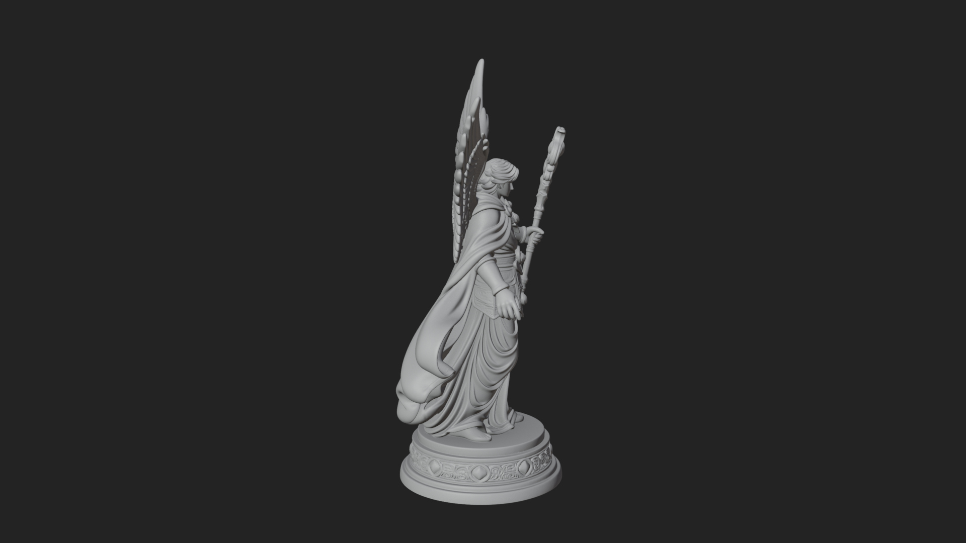 Archangel With Crosier Staff Statue Design 5 3D Print Model 3D Model