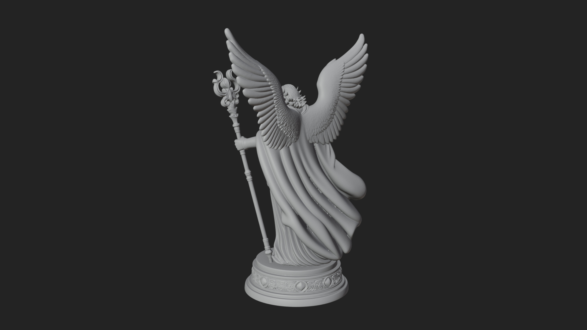 Archangel With Crosier Staff Statue Design 5 3D Print Model 3D Model