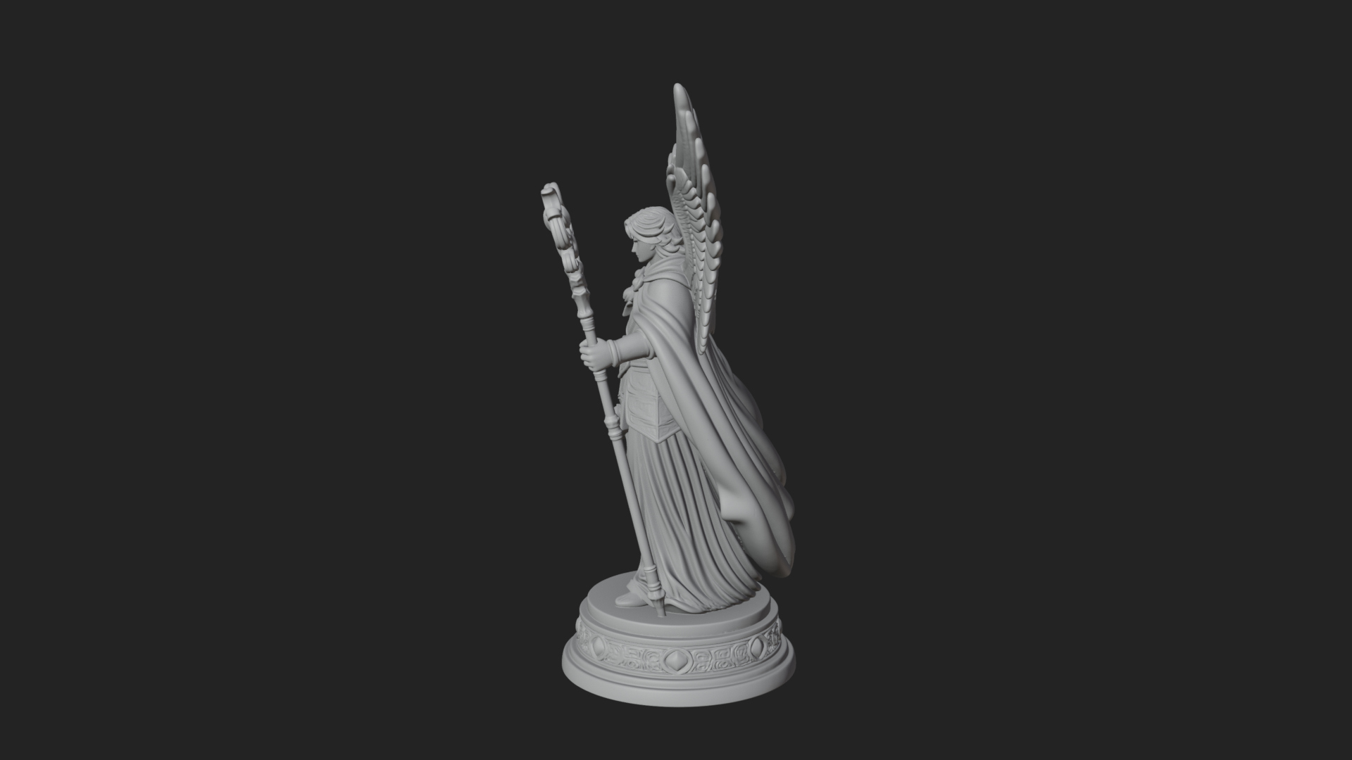 Archangel With Crosier Staff Statue Design 5 3D Print Model 3D Model