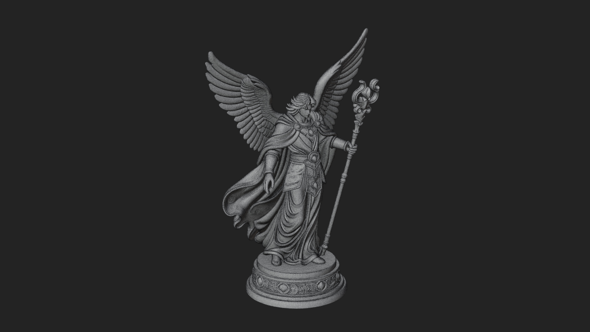 Archangel With Crosier Staff Statue Design 5 3D Print Model 3D Model