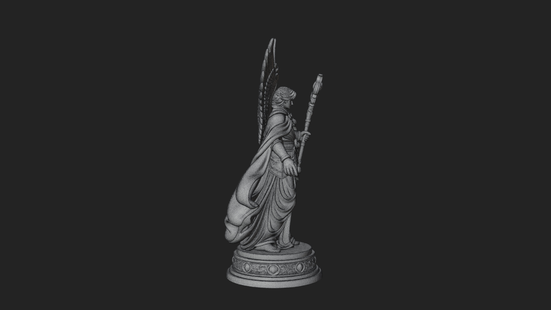Archangel With Crosier Staff Statue Design 5 3D Print Model 3D Model