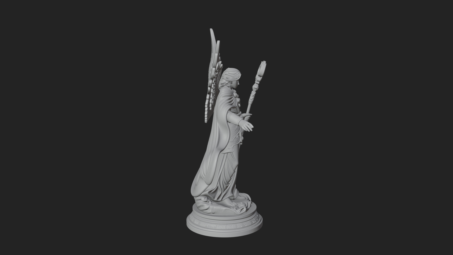 Archangel With Crosier Staff Statue Design 6 3D Print Model 3D Model