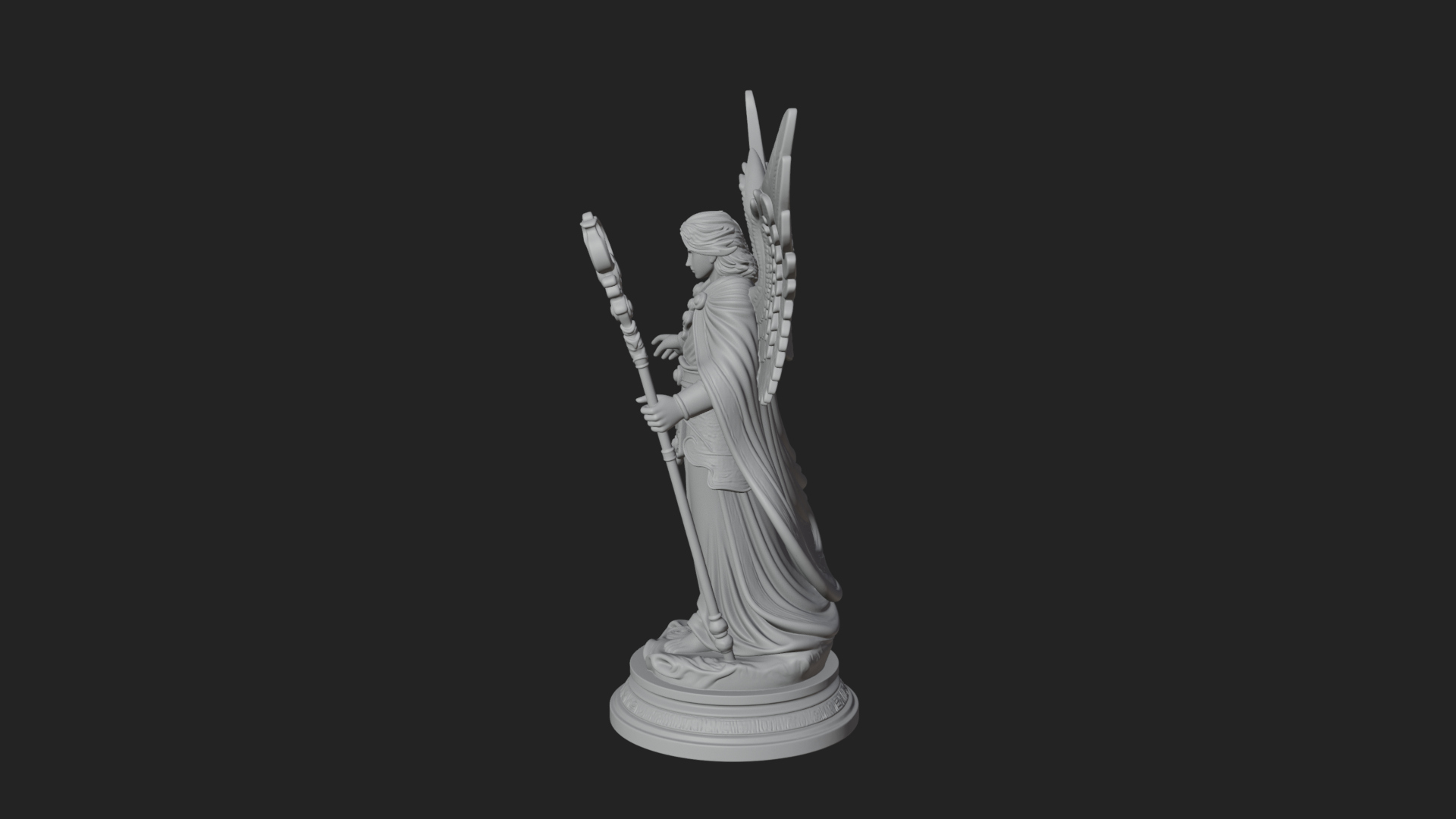 Archangel With Crosier Staff Statue Design 6 3D Print Model 3D Model