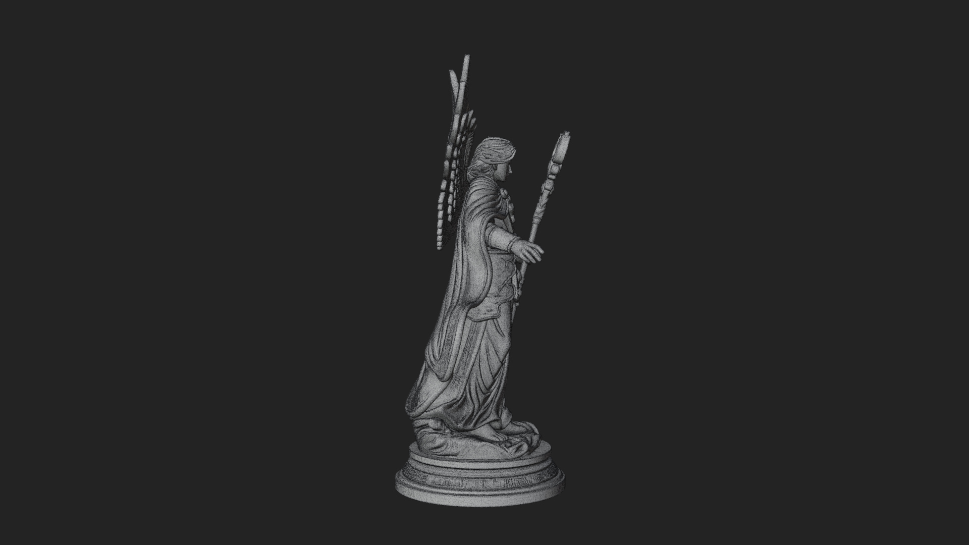 Archangel With Crosier Staff Statue Design 6 3D Print Model 3D Model