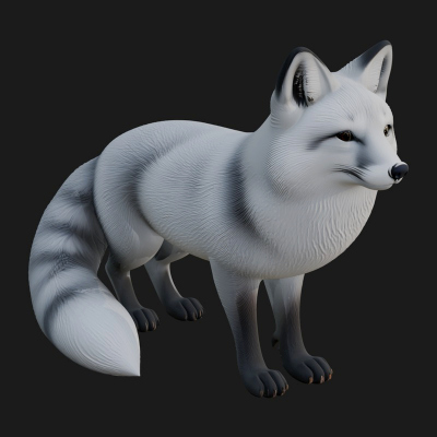 Arctic Fox Statue Design 1 3D Print Model