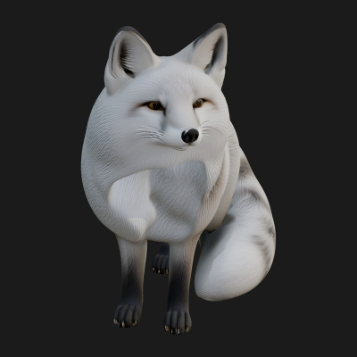 Arctic Fox Statue Design 2 3D Print Model