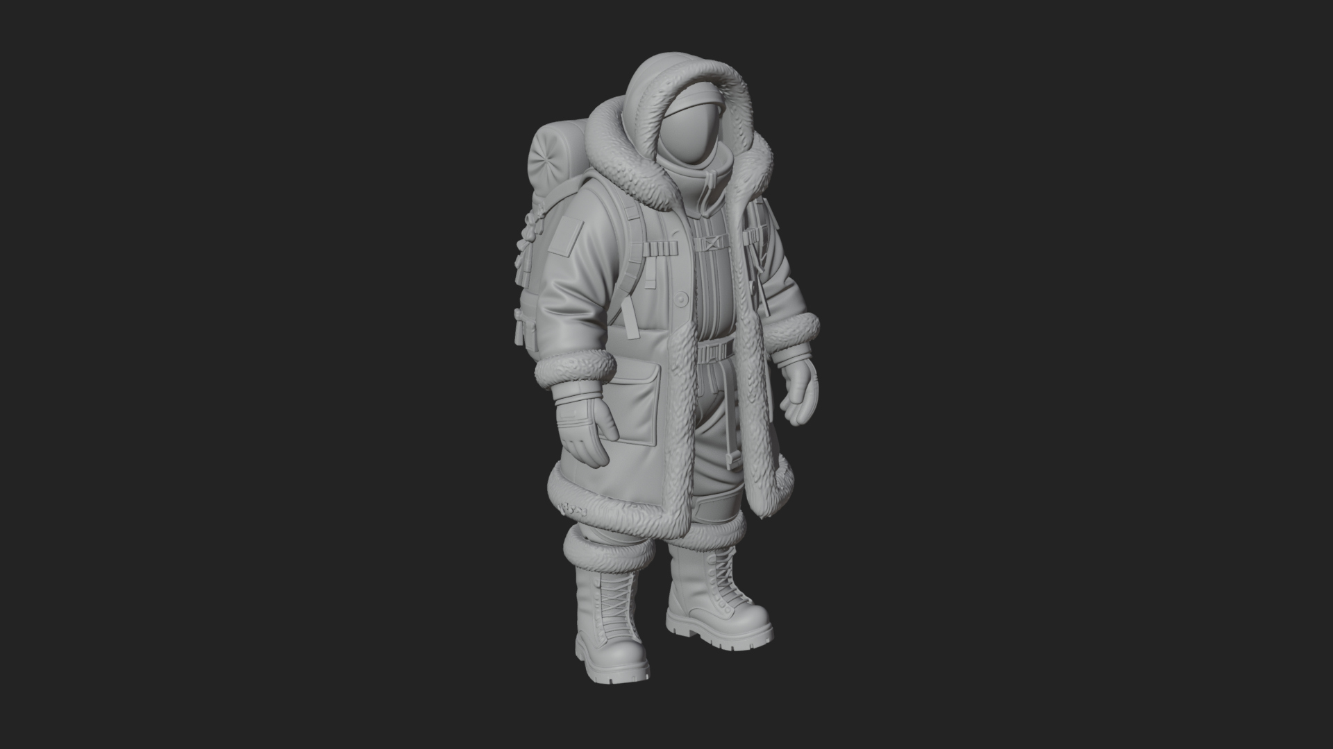 Arctic Parka Explorer Statue Design 1 3D Print Model 3D Model