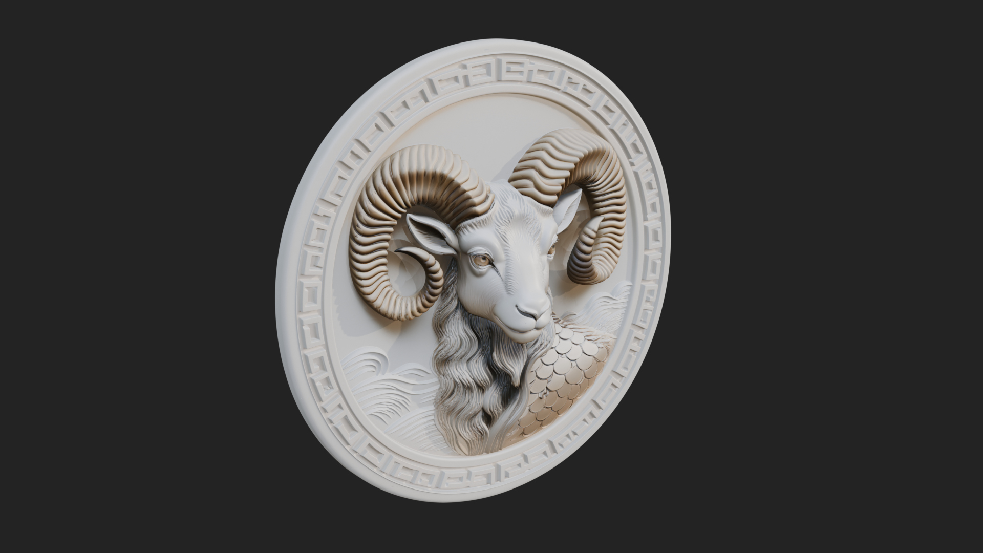 Aries Zodiac Relief Medallion Pendant Design 10 3D Print Mod 3D Model