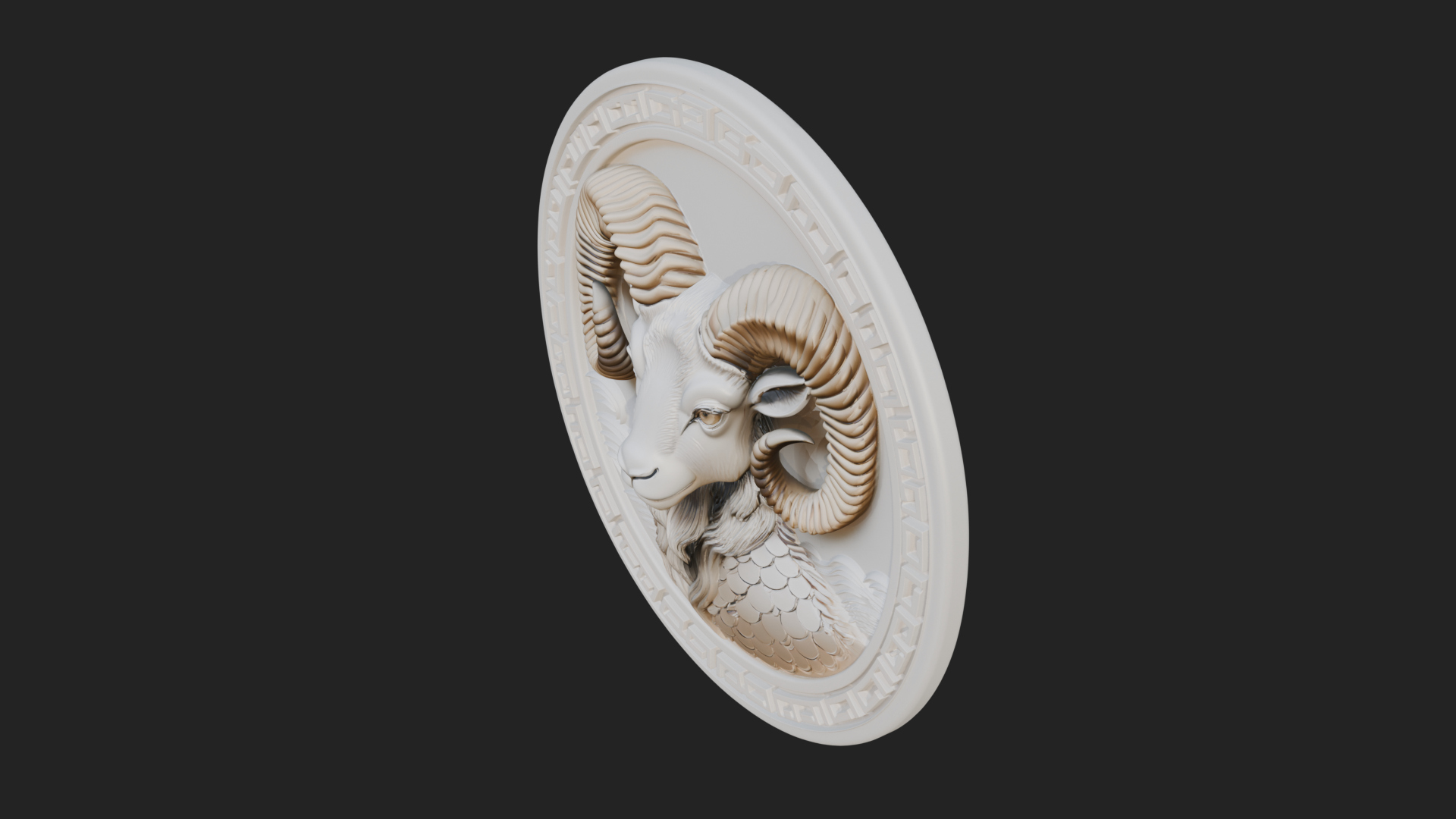 Aries Zodiac Relief Medallion Pendant Design 10 3D Print Mod 3D Model