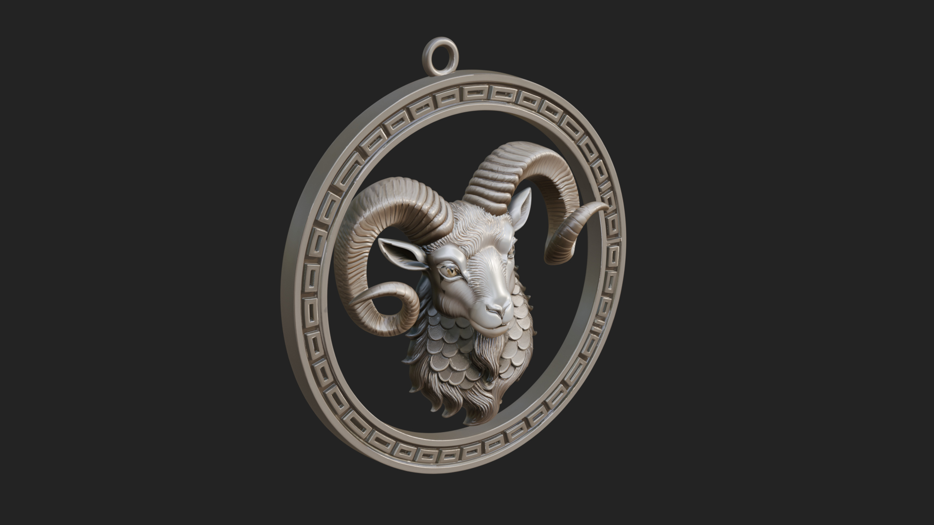 Aries Zodiac Relief Medallion Pendant Design 11 3D Print Mod 3D Model