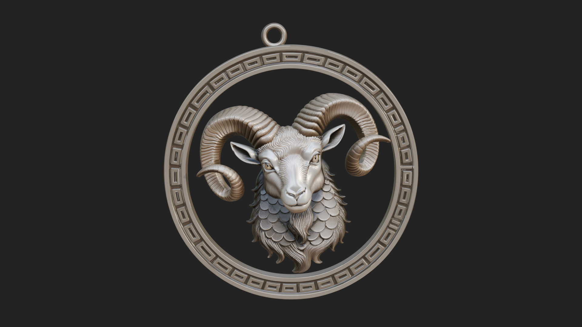 Aries Zodiac Relief Medallion Pendant Design 11 3D Print Mod 3D Model
