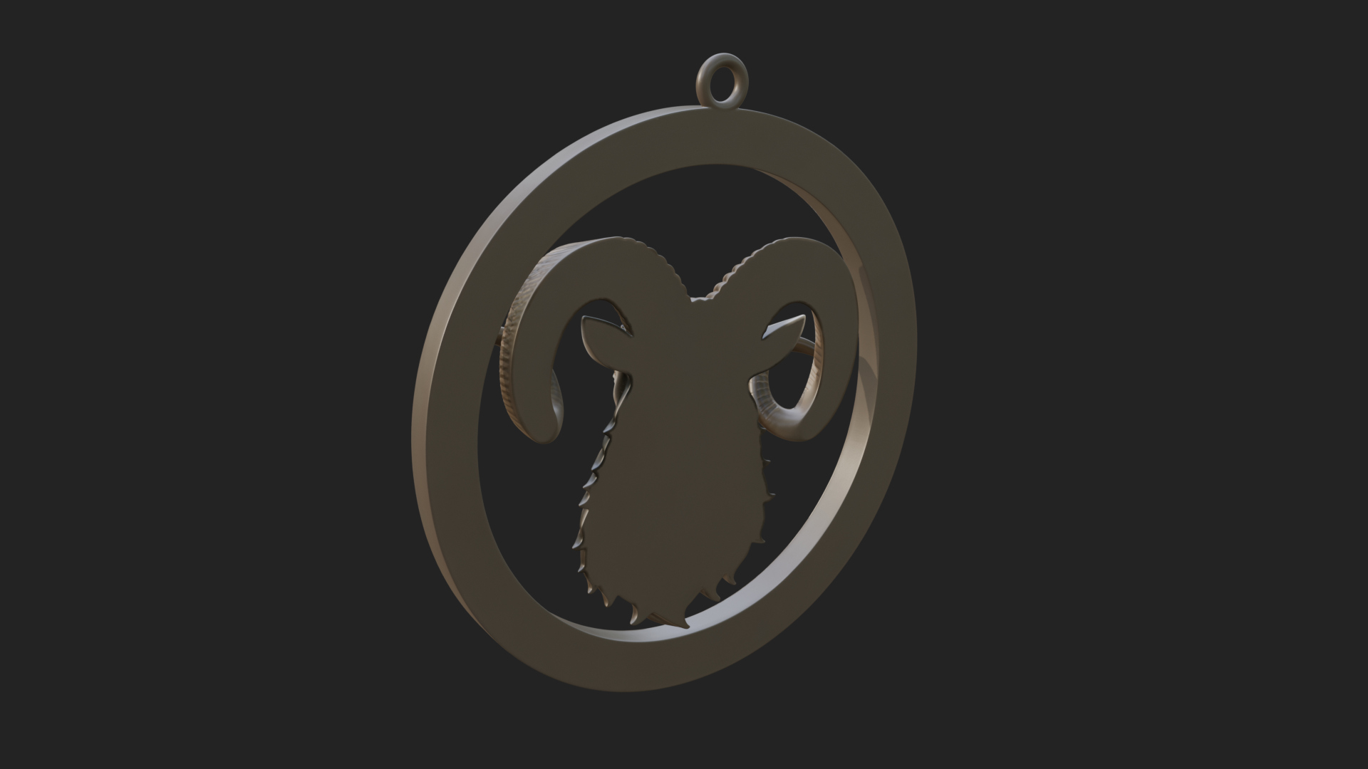 Aries Zodiac Relief Medallion Pendant Design 11 3D Print Mod 3D Model