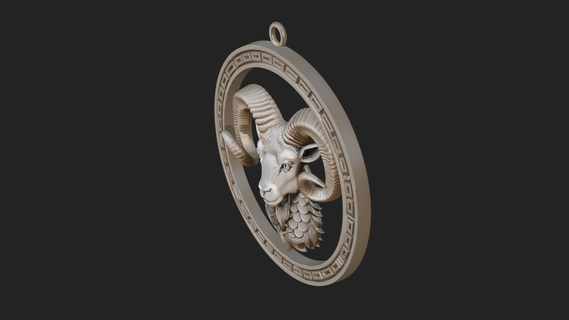 Aries Zodiac Relief Medallion Pendant Design 11 3D Print Mod 3D Model