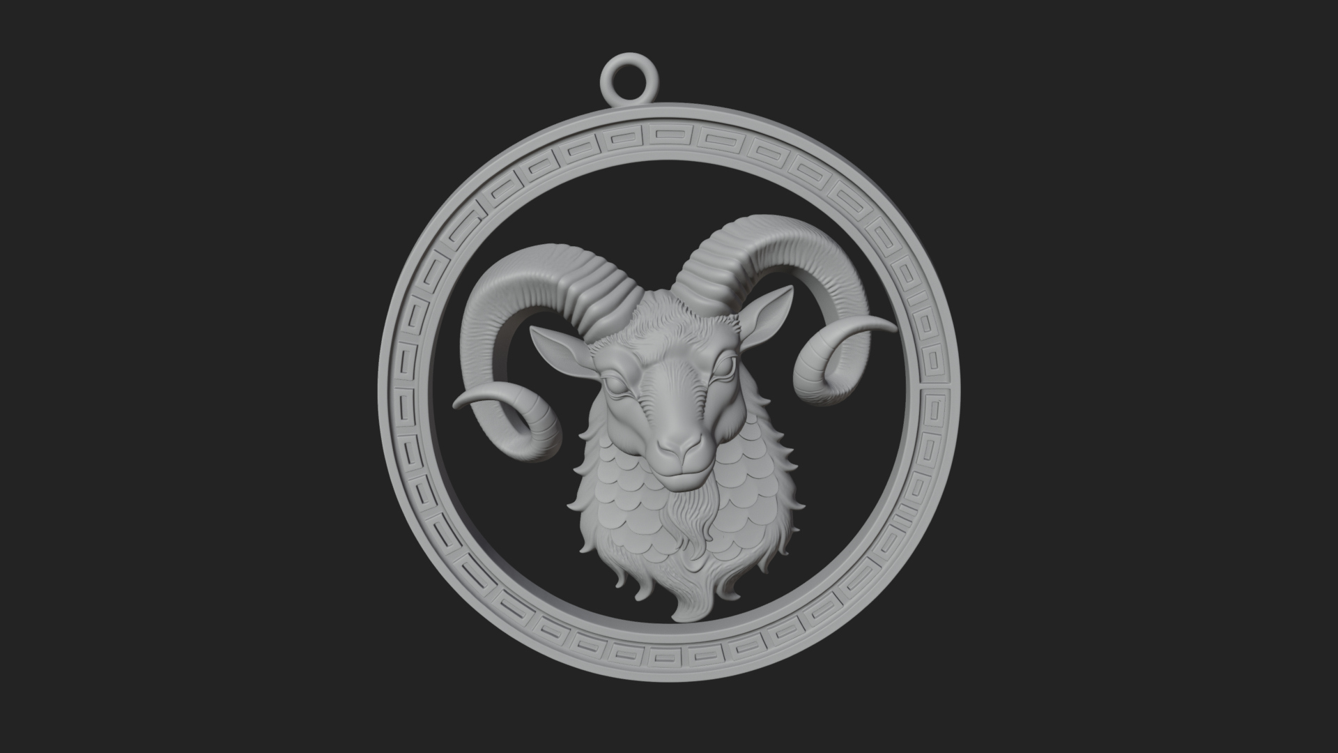 Aries Zodiac Relief Medallion Pendant Design 11 3D Print Mod 3D Model