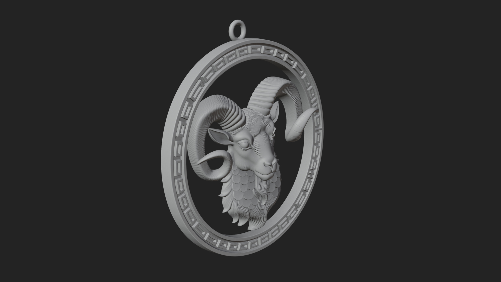 Aries Zodiac Relief Medallion Pendant Design 11 3D Print Mod 3D Model