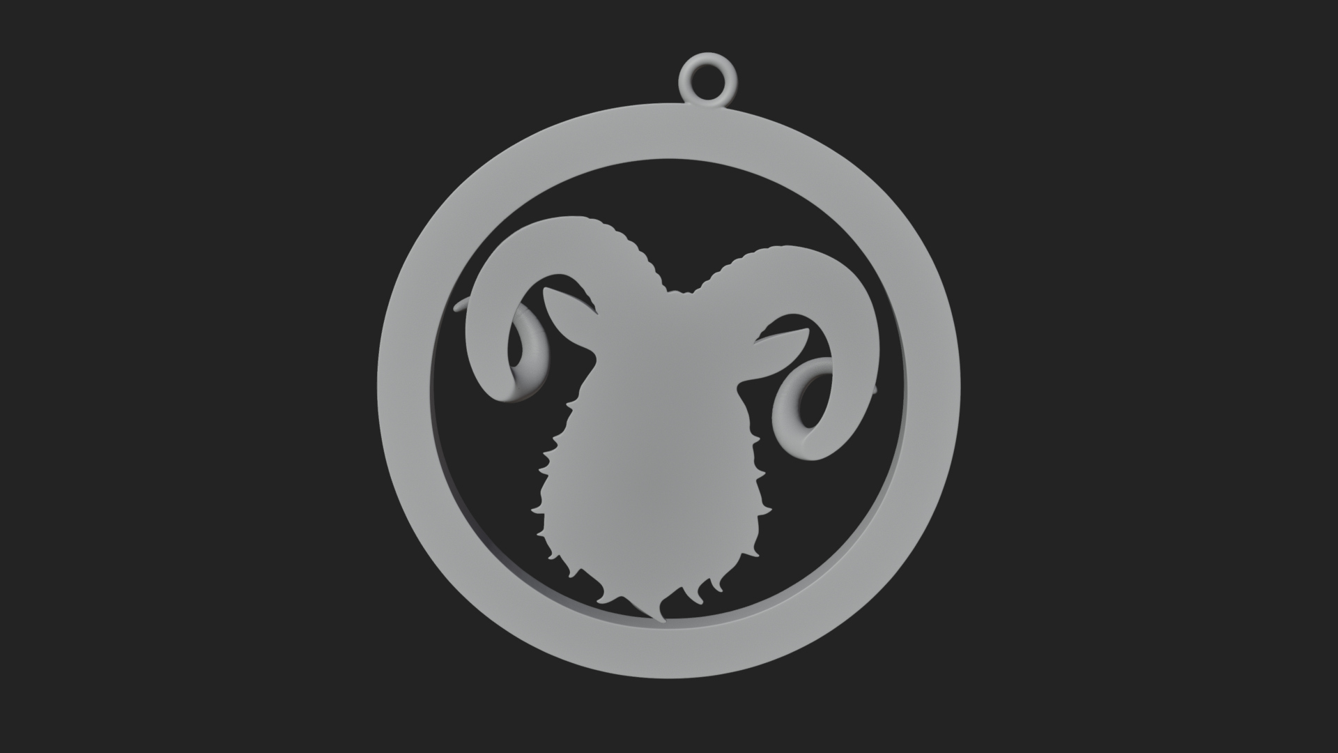 Aries Zodiac Relief Medallion Pendant Design 11 3D Print Mod 3D Model