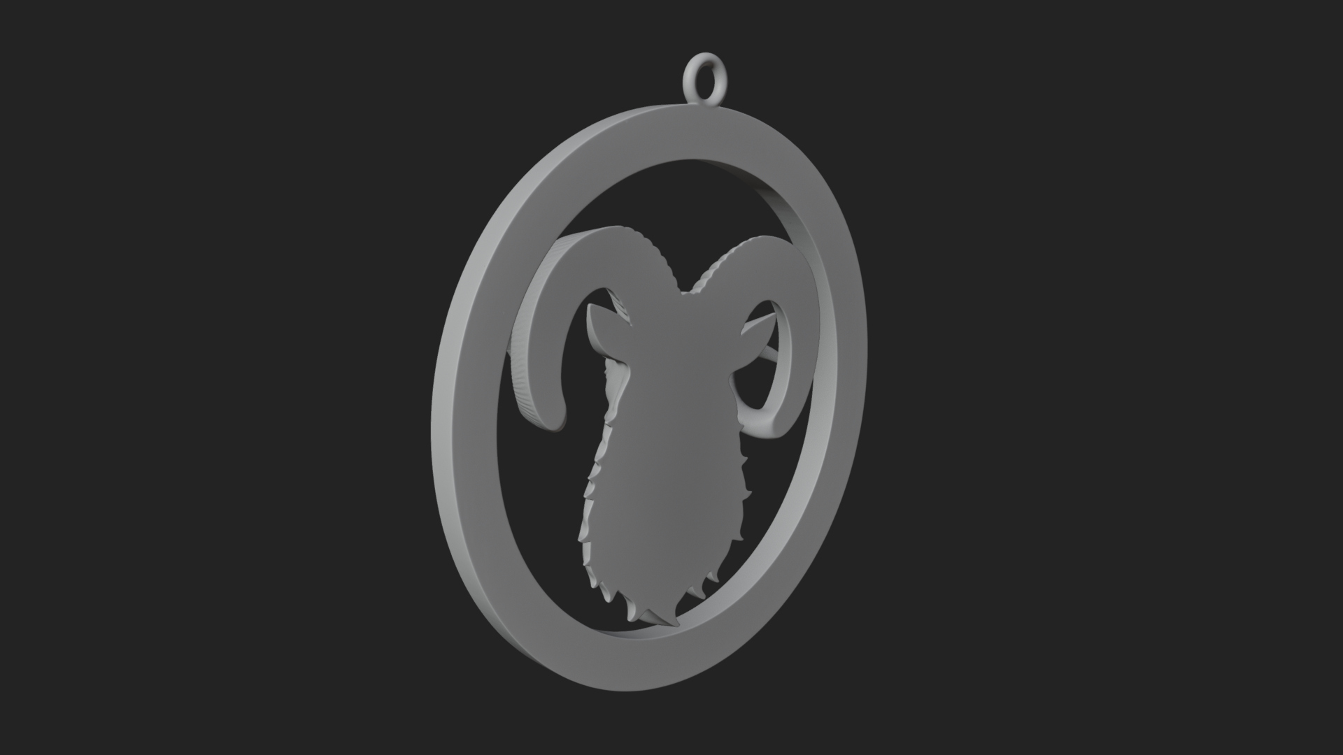 Aries Zodiac Relief Medallion Pendant Design 11 3D Print Mod 3D Model