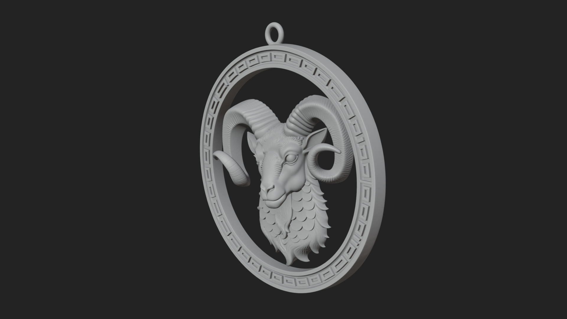 Aries Zodiac Relief Medallion Pendant Design 11 3D Print Mod 3D Model