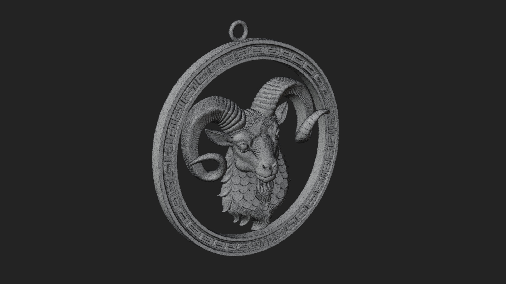 Aries Zodiac Relief Medallion Pendant Design 11 3D Print Mod 3D Model