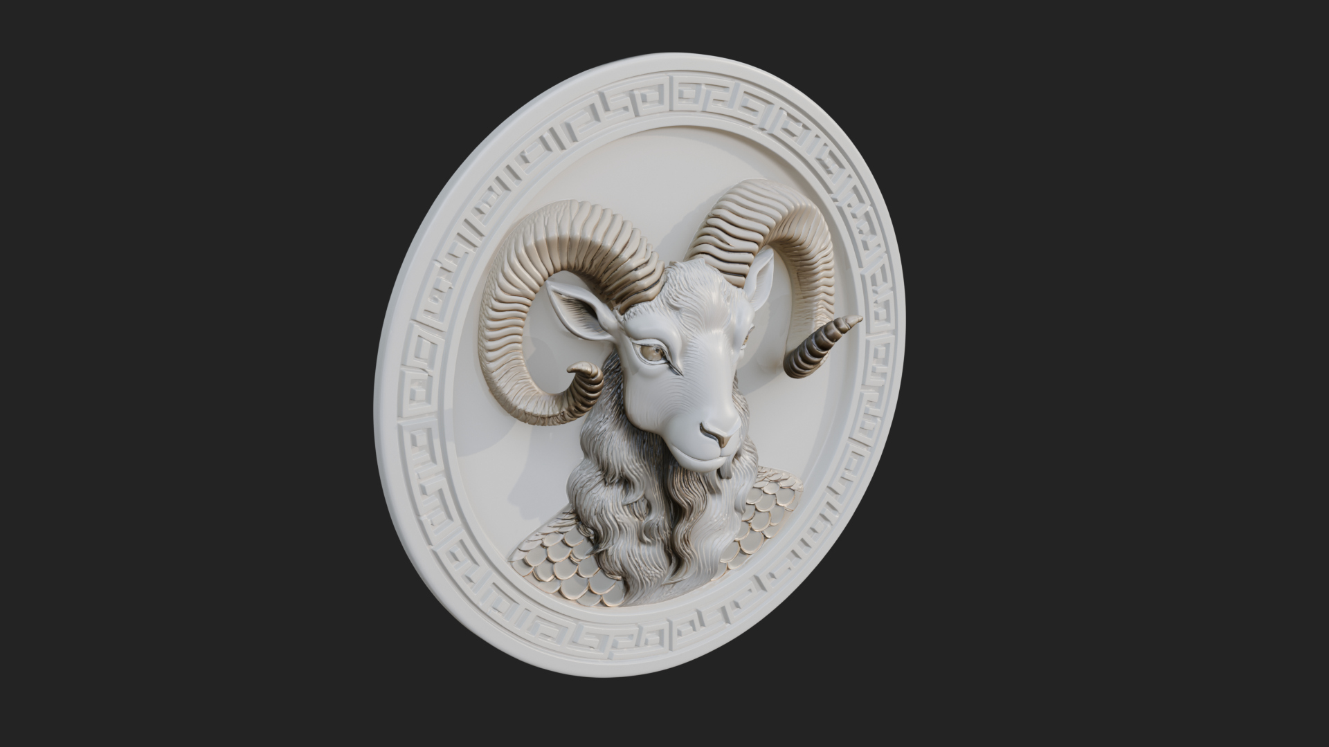 Aries Zodiac Relief Medallion Pendant Design 12 3D Print Mod 3D Model