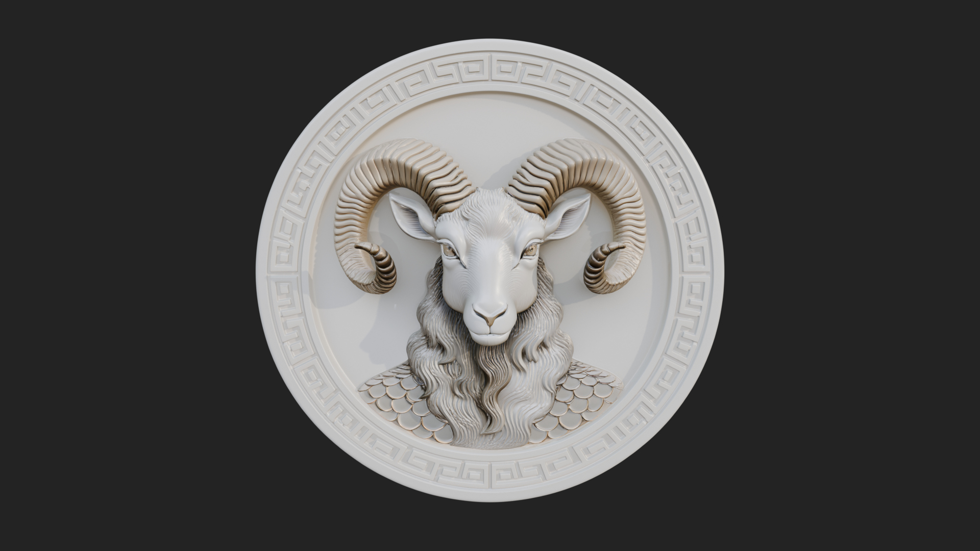 Aries Zodiac Relief Medallion Pendant Design 12 3D Print Mod 3D Model