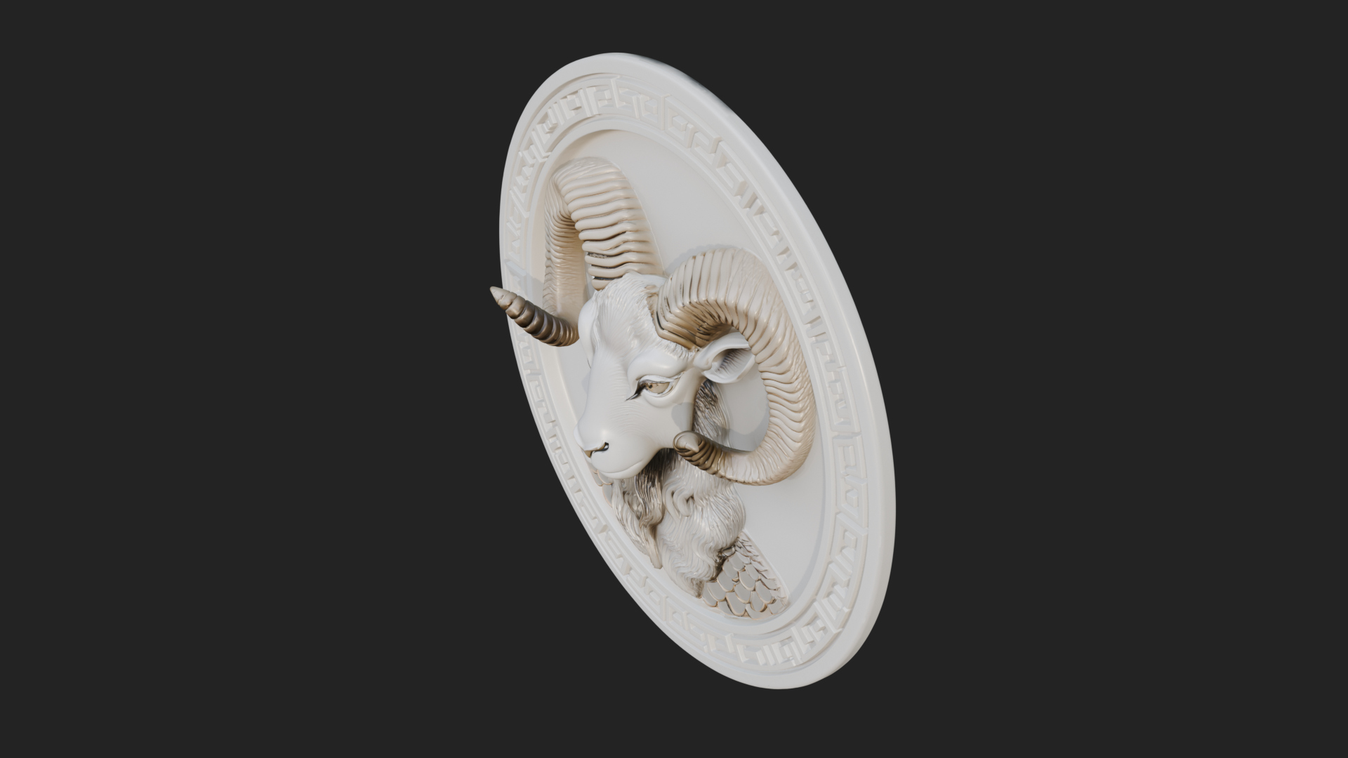 Aries Zodiac Relief Medallion Pendant Design 12 3D Print Mod 3D Model