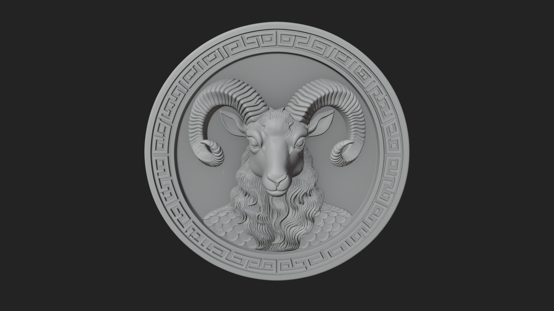 Aries Zodiac Relief Medallion Pendant Design 12 3D Print Mod 3D Model