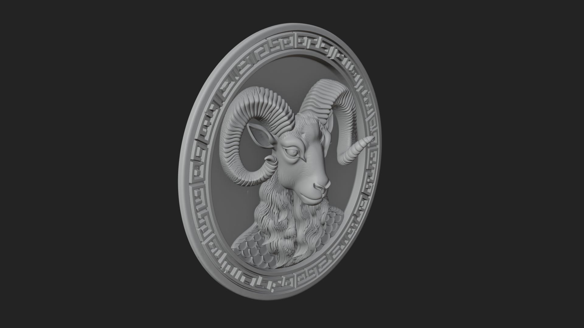 Aries Zodiac Relief Medallion Pendant Design 12 3D Print Mod 3D Model