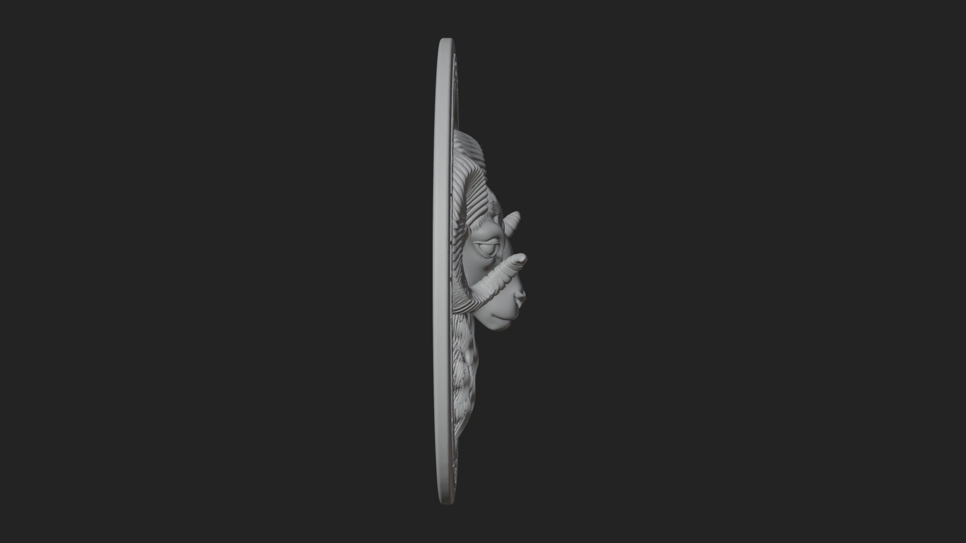 Aries Zodiac Relief Medallion Pendant Design 12 3D Print Mod 3D Model
