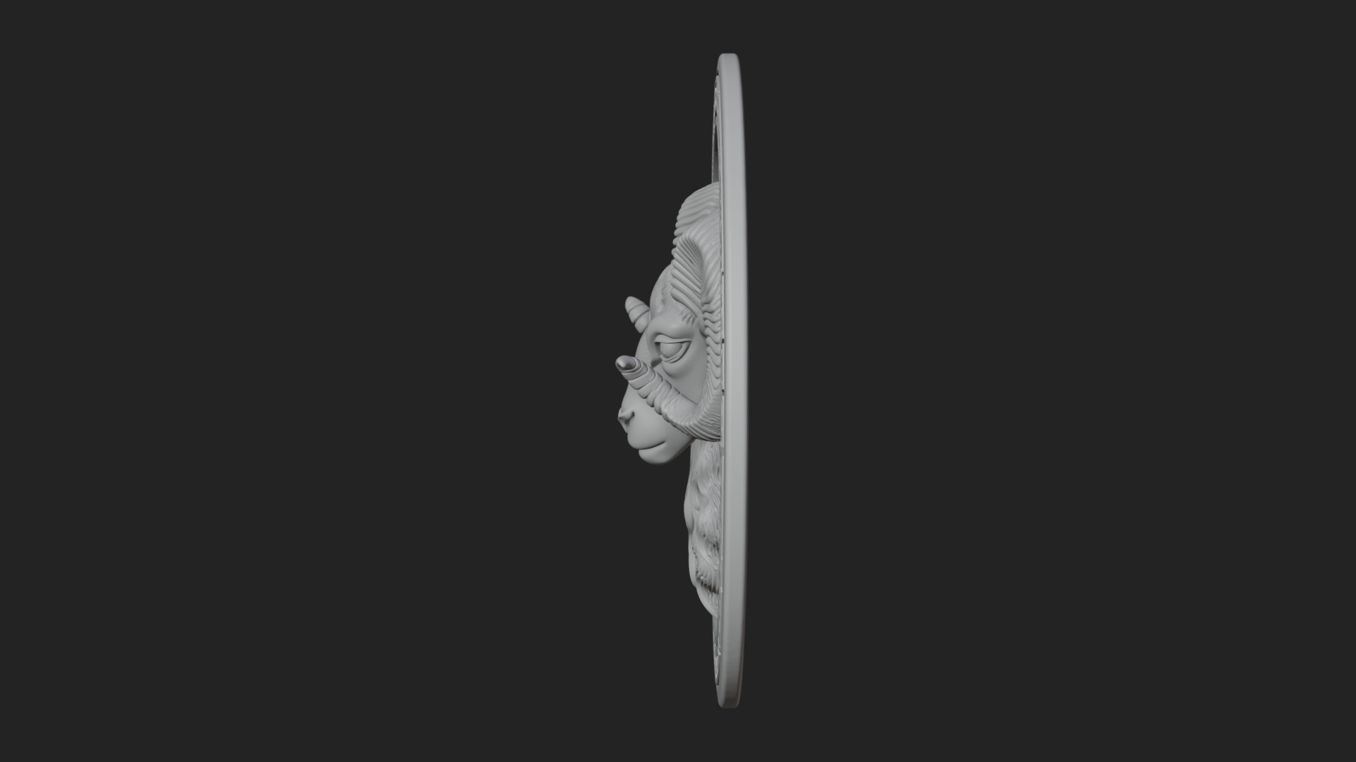 Aries Zodiac Relief Medallion Pendant Design 12 3D Print Mod 3D Model