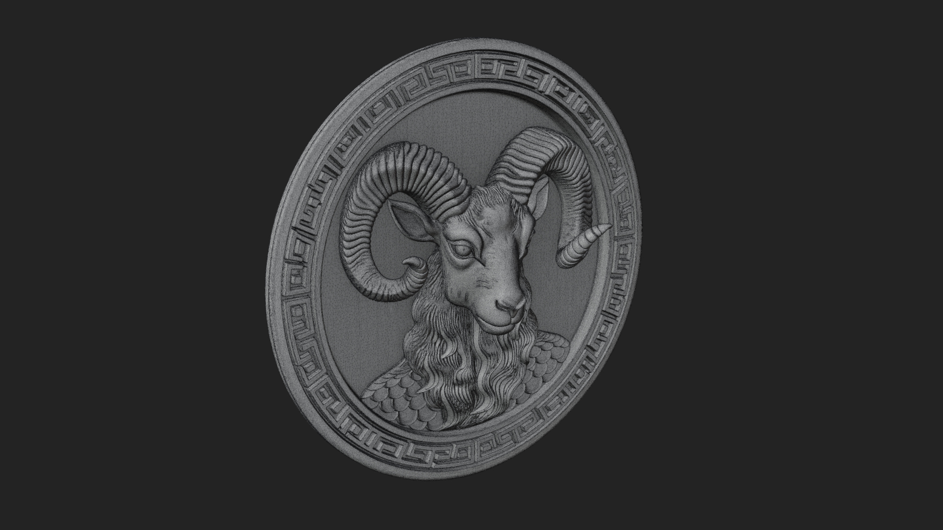 Aries Zodiac Relief Medallion Pendant Design 12 3D Print Mod 3D Model