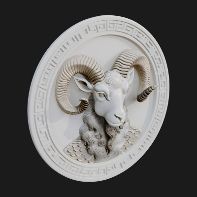 Aries Zodiac Relief Medallion Pendant Design 12 3D Print Mod