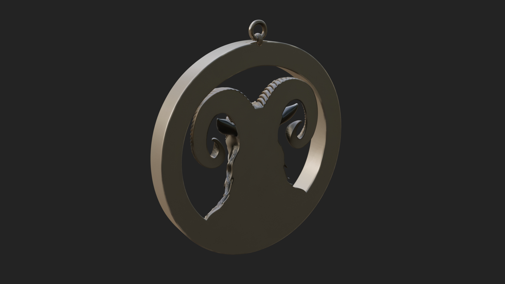 Aries Zodiac Relief Medallion Pendant Design 9 3D Print Mode 3D Model