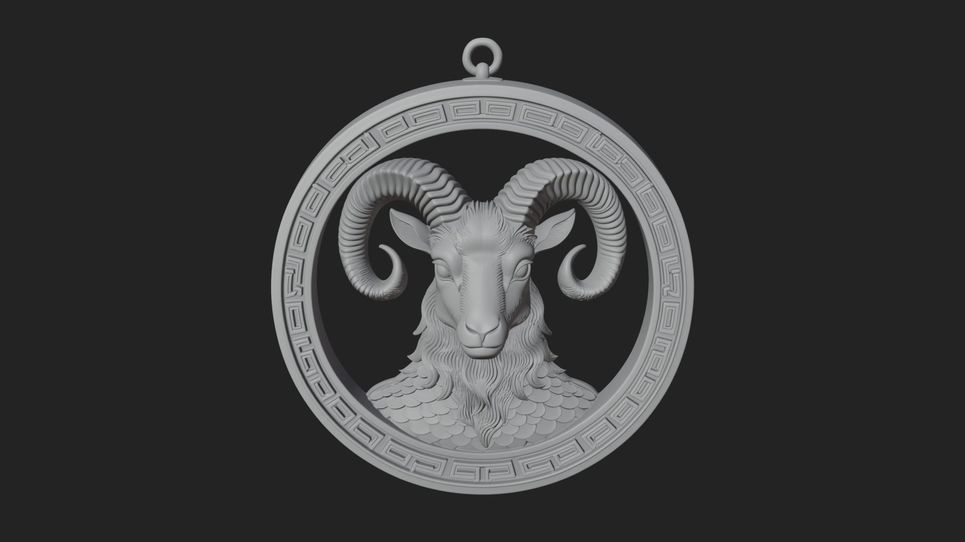 Aries Zodiac Relief Medallion Pendant Design 9 3D Print Mode 3D Model