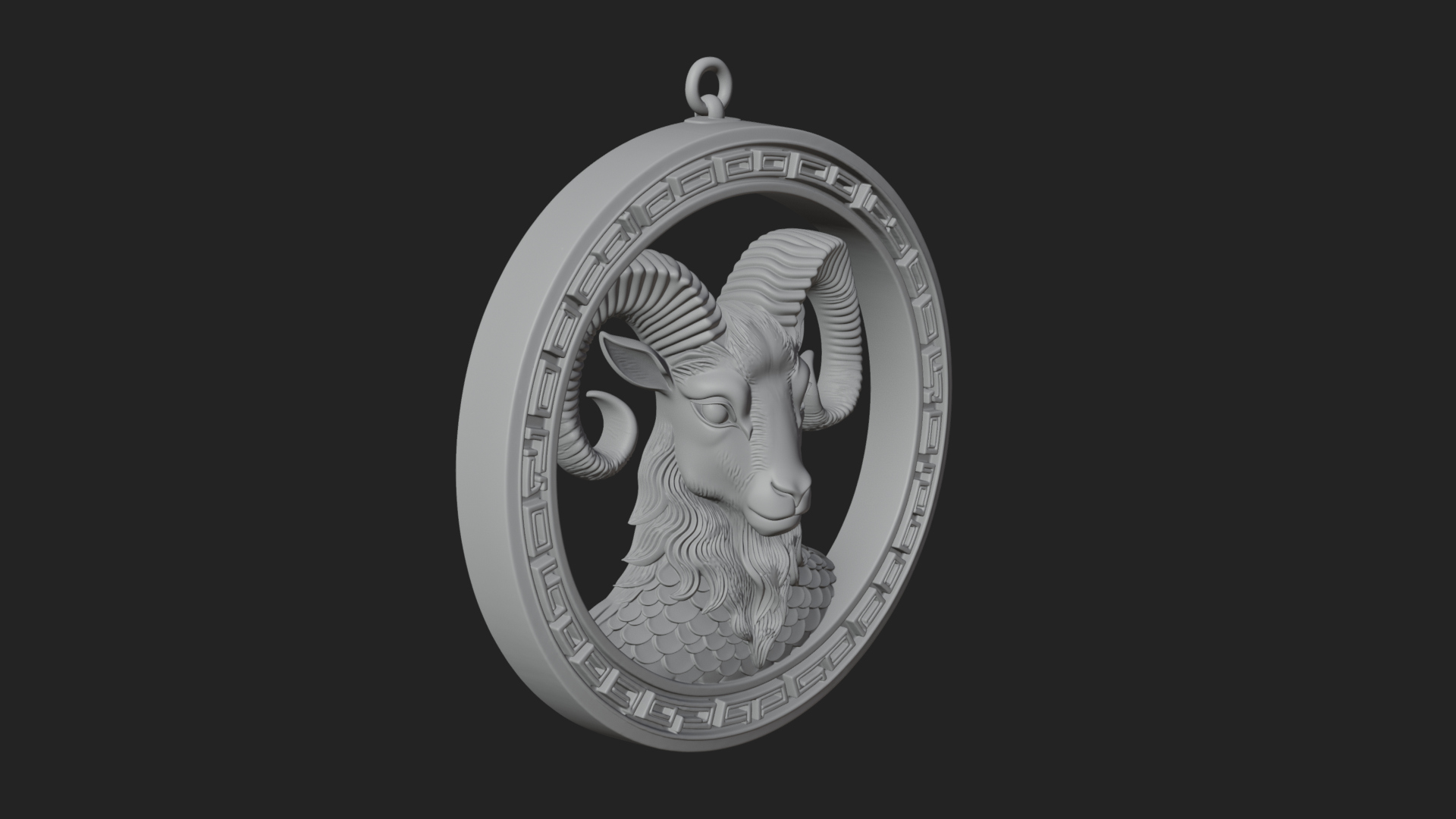 Aries Zodiac Relief Medallion Pendant Design 9 3D Print Mode 3D Model