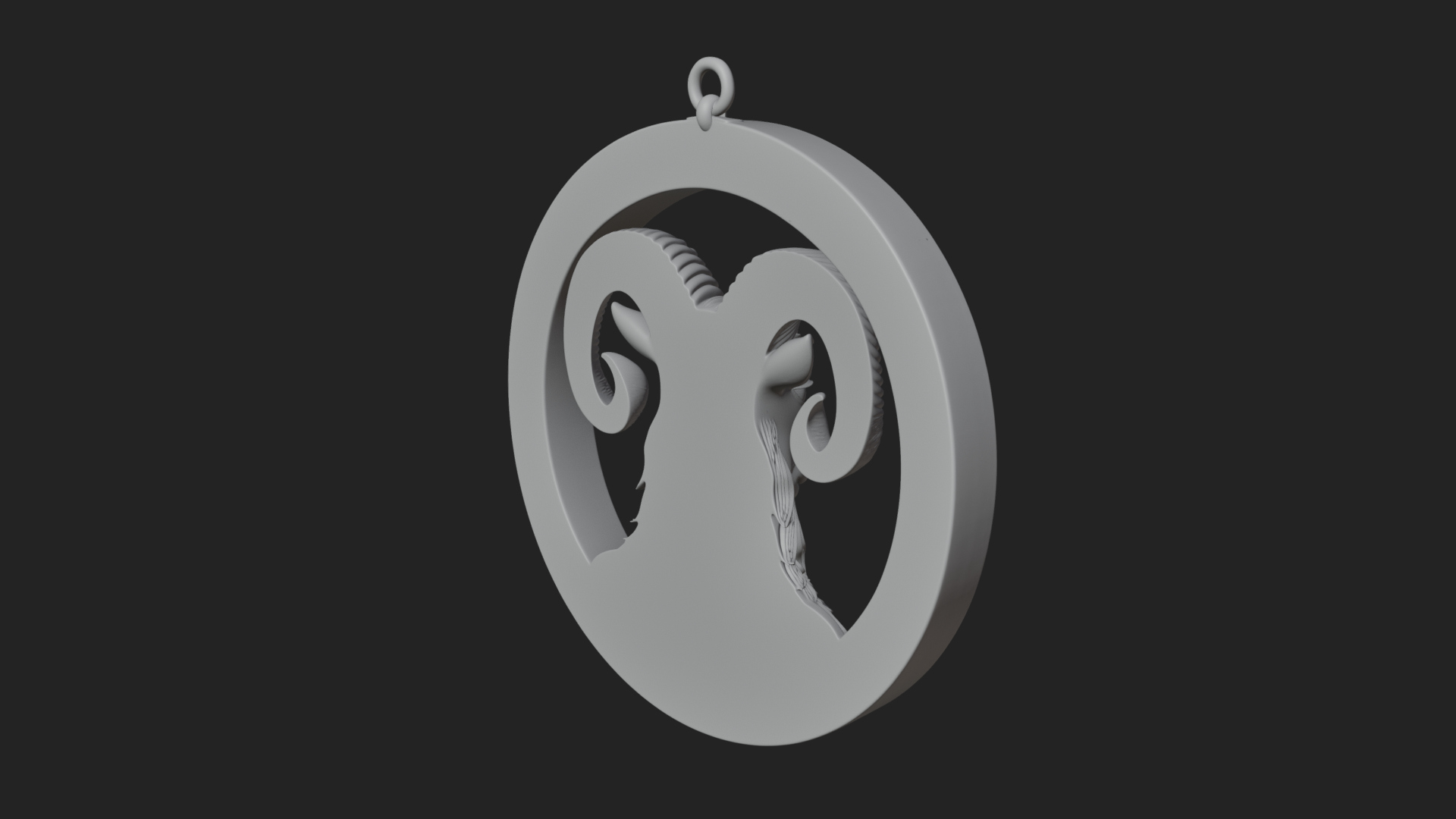 Aries Zodiac Relief Medallion Pendant Design 9 3D Print Mode 3D Model