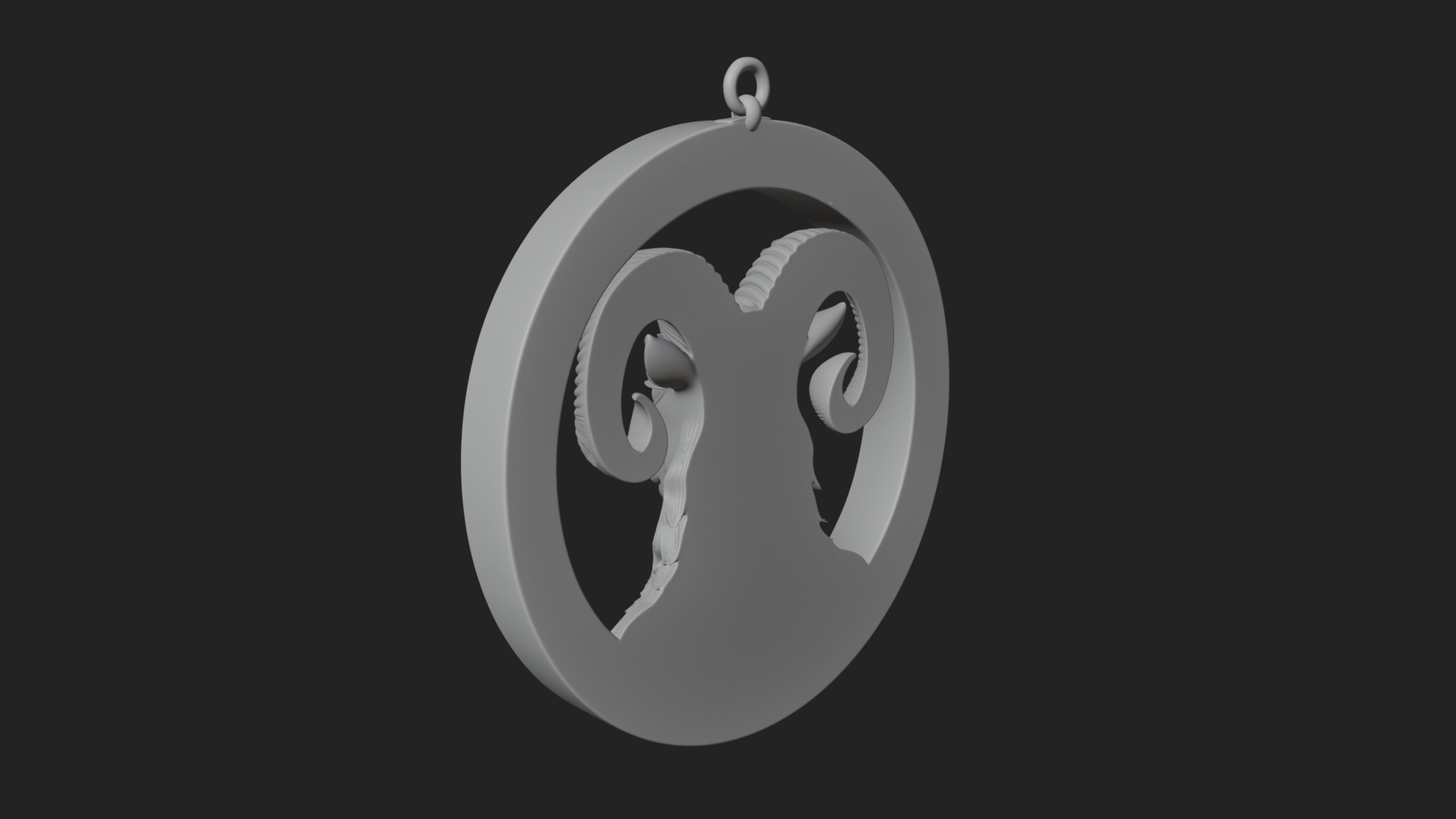 Aries Zodiac Relief Medallion Pendant Design 9 3D Print Mode 3D Model