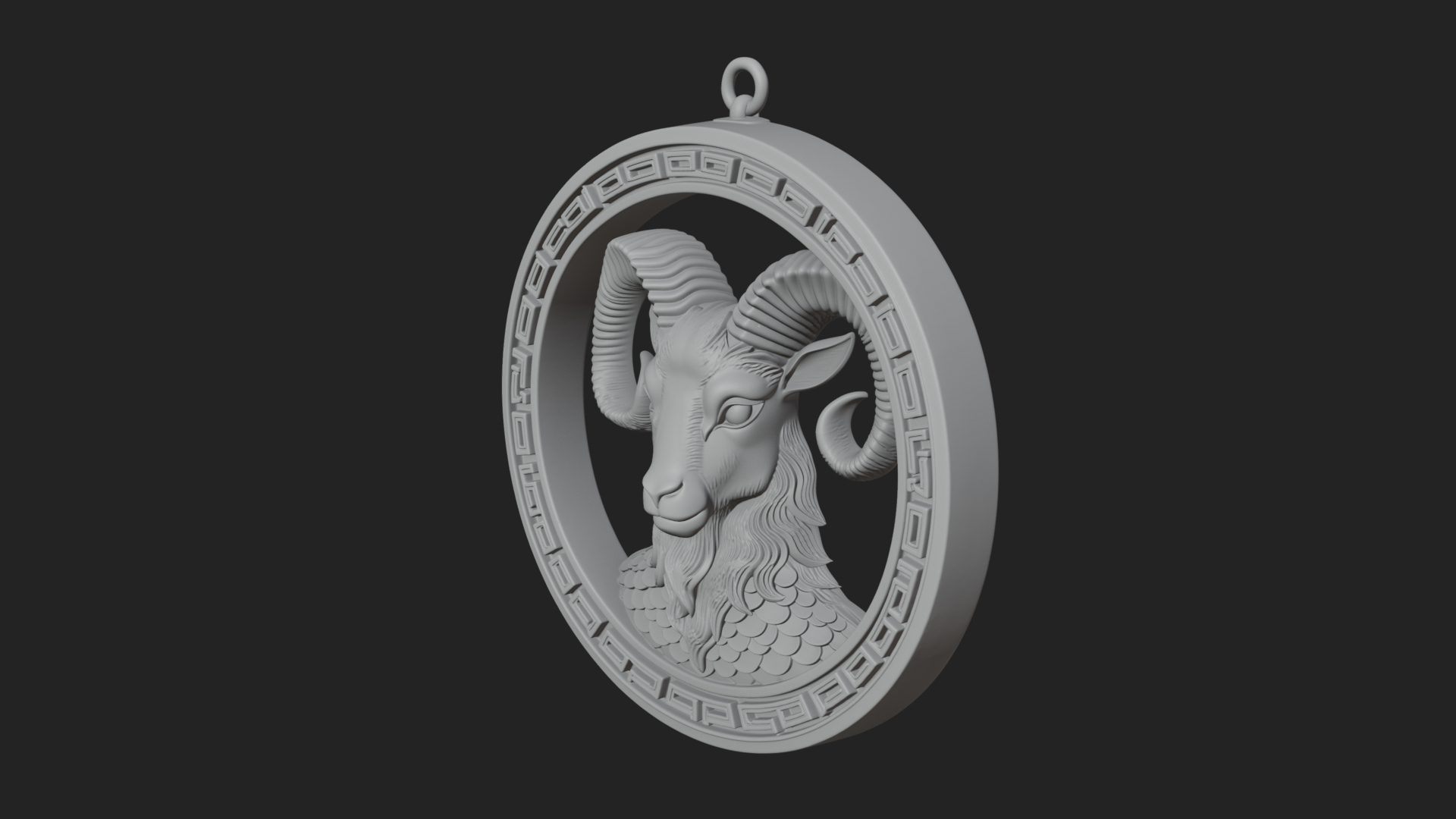 Aries Zodiac Relief Medallion Pendant Design 9 3D Print Mode 3D Model