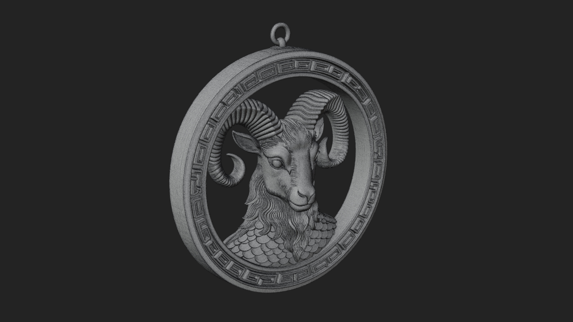 Aries Zodiac Relief Medallion Pendant Design 9 3D Print Mode 3D Model