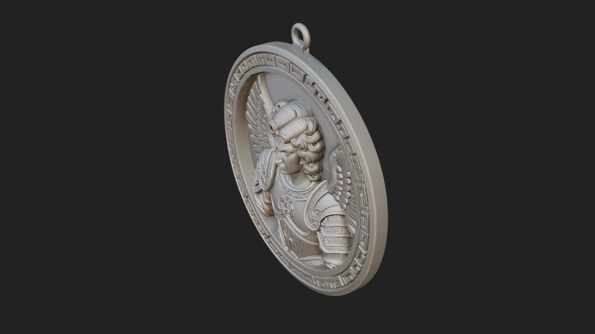 Armored Archangel Oval Plaque Design 1 3D Print Model 3D Model