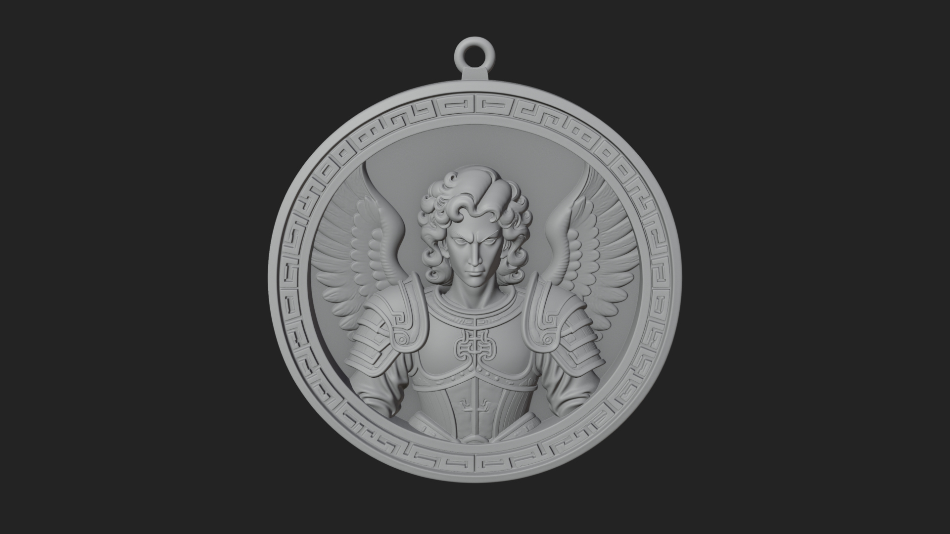 Armored Archangel Oval Plaque Design 1 3D Print Model 3D Model