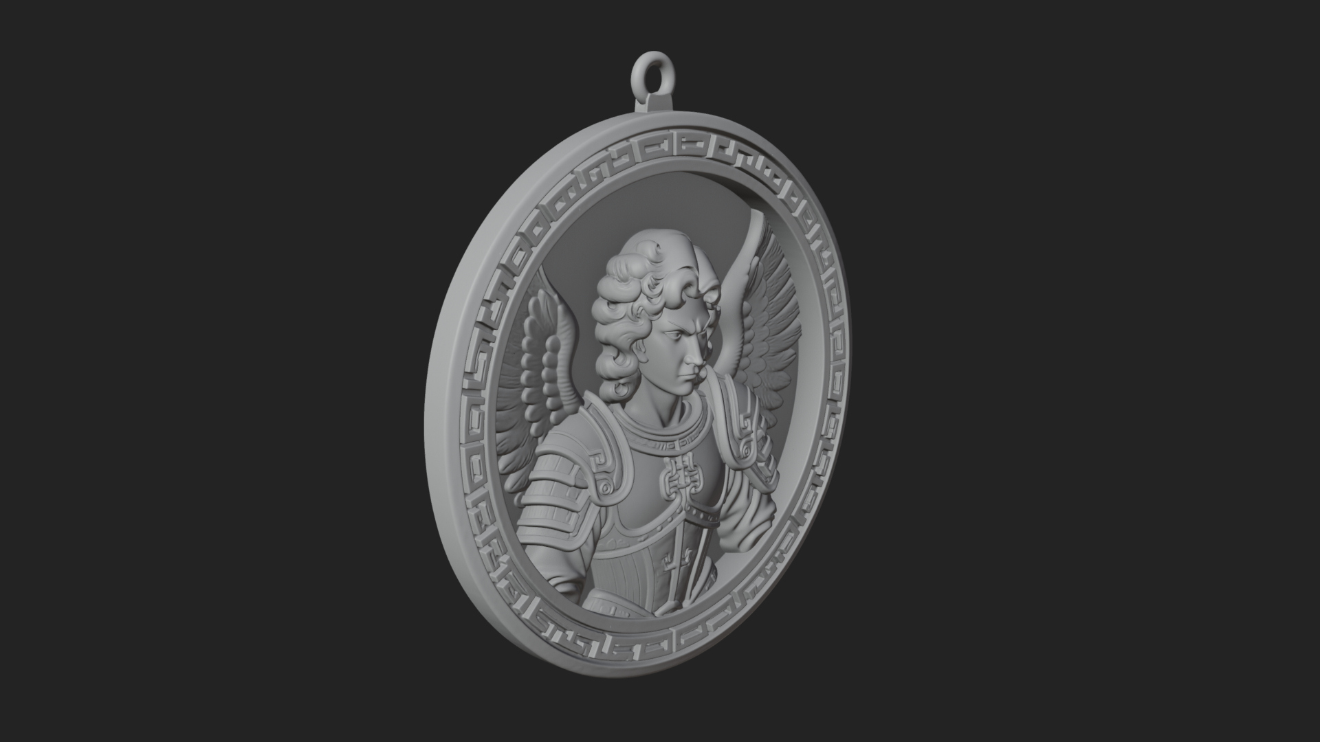 Armored Archangel Oval Plaque Design 1 3D Print Model 3D Model