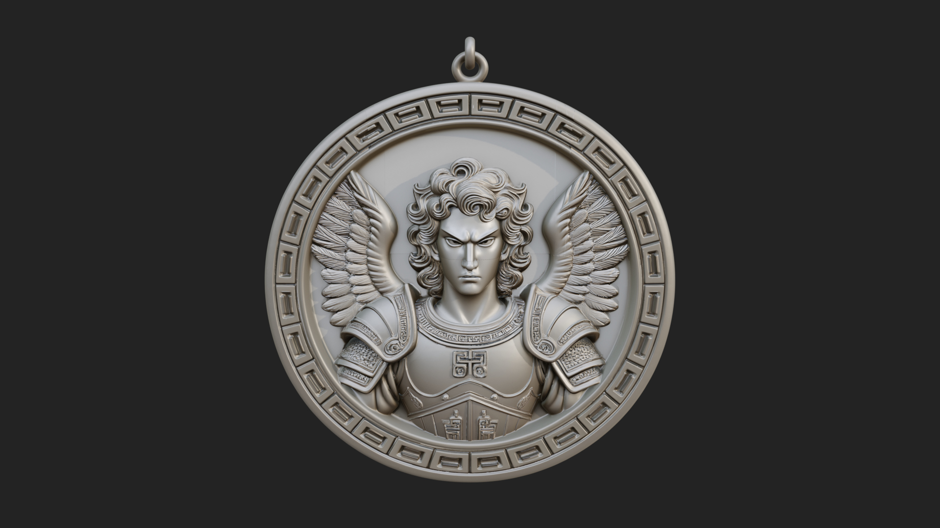 Armored Archangel Oval Plaque Design 2 3D Print Model 3D Model