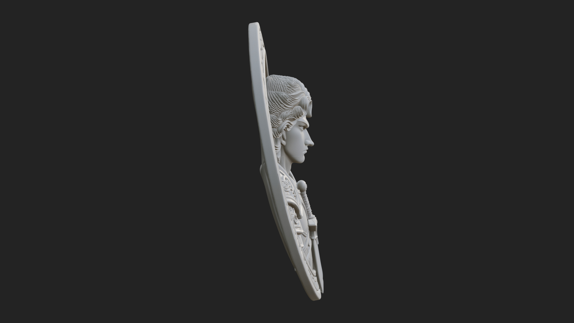 Armored Archangel Oval Plaque Design 5 3D Print Model 3D Model