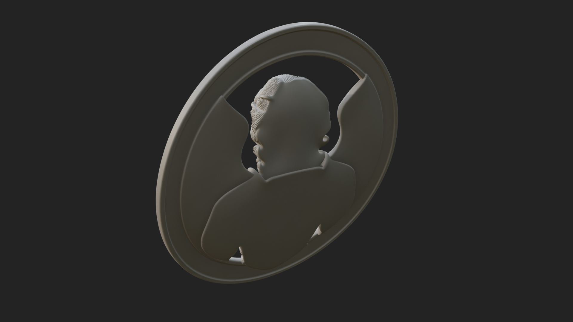 Armored Archangel Oval Plaque Design 5 3D Print Model 3D Model