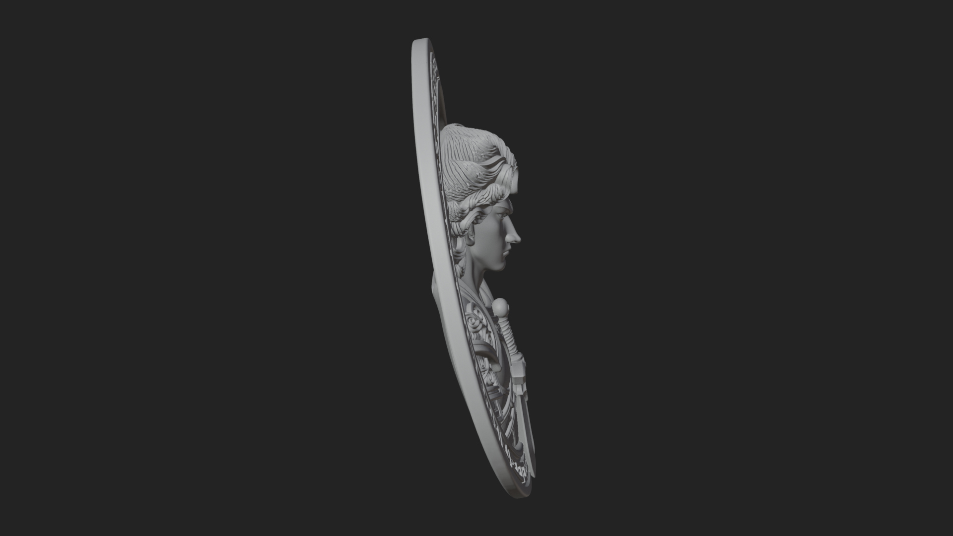 Armored Archangel Oval Plaque Design 5 3D Print Model 3D Model