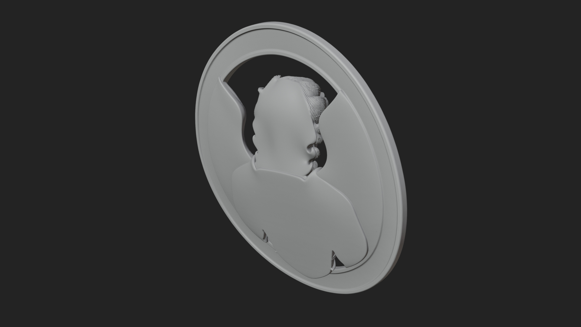 Armored Archangel Oval Plaque Design 5 3D Print Model 3D Model
